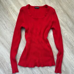 George Vibrant Red Ribbed Sweater